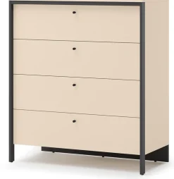 Zestawy Mebli Do Sypialni|Komody>lenart. Beżowa komoda do sypialni 101cm z oświetleniem z szufladami ENNA