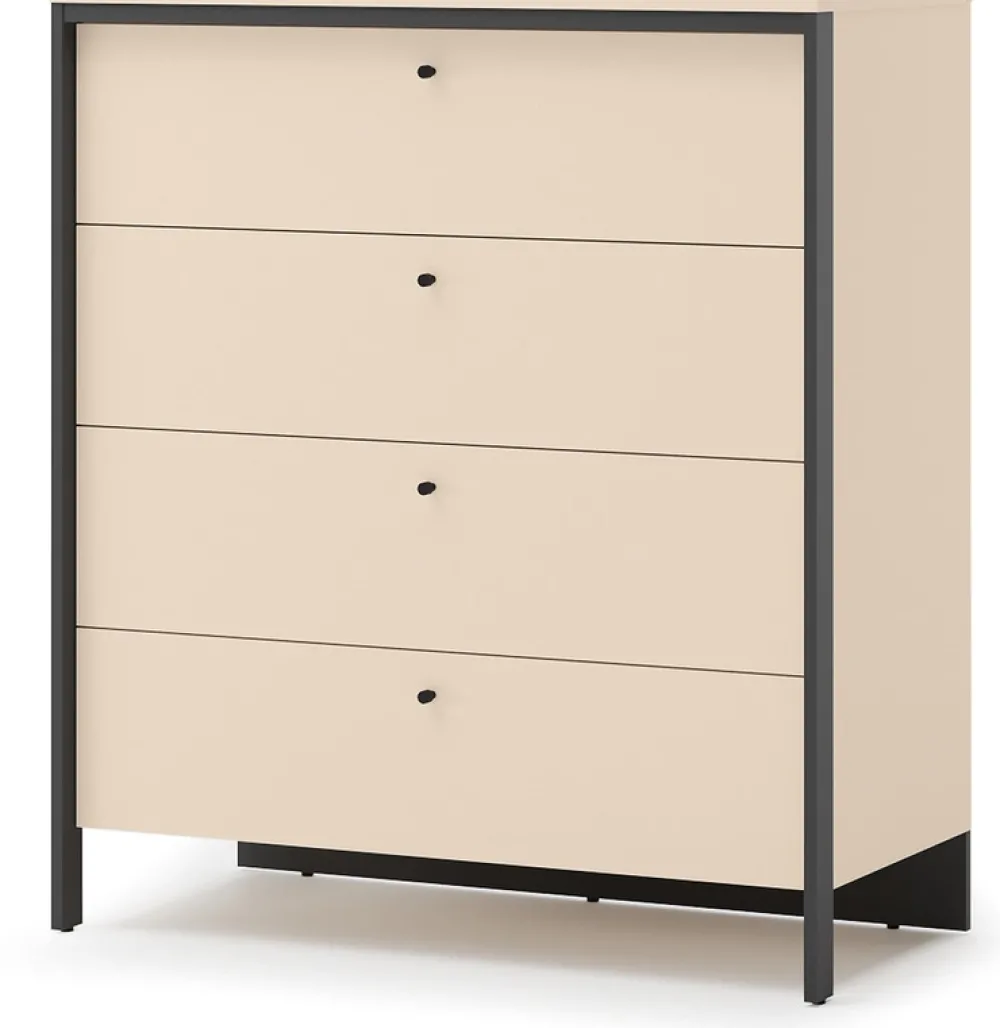 Zestawy Mebli Do Sypialni|Komody>lenart. Beżowa komoda do sypialni 101cm z oświetleniem z szufladami ENNA