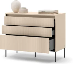 Zestawy Mebli Do Salonu|Komody>lenart. Beżowa komoda do sypialni salonu 104cm z szufladami oświetlenie TREND