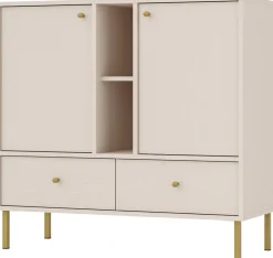 Komody>Lempert Beżowa komoda dwudrzwiowa z szufladami 100 cm TOKEN beż piaskowy