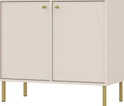 Komody>Lempert Beżowa komoda dwudrzwiowa z półkami do salonu 83,5 cm TOKEN beż piaskowy
