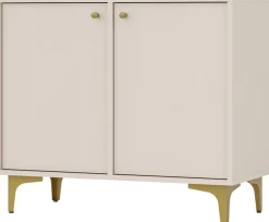 Zestawy Mebli Do Salonu|Komody>Lempert Beżowa komoda dwudrzwiowa z półkami do salonu 83,5 cm TOKEN beż piaskowy