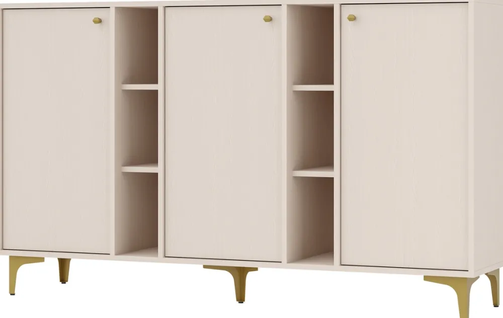 Komody>Lempert Beżowa komoda trzydrzwiowa do salonu 160 cm TOKEN beż piaskowy