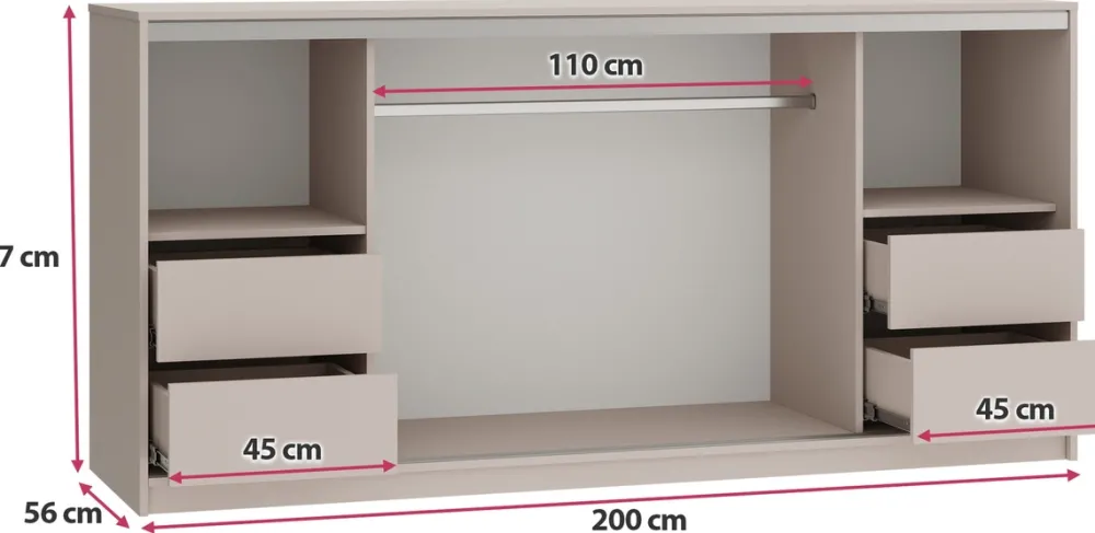 Komody>BROMARKT Beżowa nowoczesna komoda 200 cm z szufladami do sypialni TOP beż piaskowy