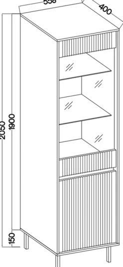 Zestawy Mebli Do Salonu|Witryny></noscript>Lempert Beżowa nowoczesna witryna do salonu 56 cm na nóżkach OMEGA beż piaskowy