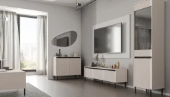 Zestawy Mebli Do Salonu|Witryny></noscript>Lempert Beżowa nowoczesna witryna do salonu 56 cm na nóżkach OMEGA beż piaskowy