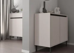 Zestawy Mebli Do Salonu|Witryny></noscript>Lempert Beżowa nowoczesna witryna do salonu 56 cm na nóżkach OMEGA beż piaskowy