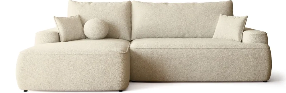 Meble Dla Dzieci|Meble Młodzieżowe>BROMARKT Beżowa rogówka z funkcją spania i pojemnikiem na pościel CARMELLO boucle