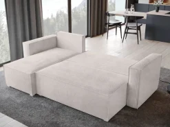 Meble Dla Dzieci|Meble Młodzieżowe>BROMARKT Beżowa rozkładana kanapa narożna do salonu TOP sztruks