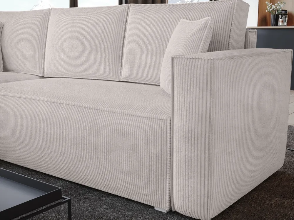 Meble Dla Dzieci|Meble Młodzieżowe>BROMARKT Beżowa rozkładana kanapa narożna do salonu TOP sztruks