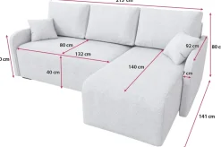 Meble Dla Dzieci|Meble Młodzieżowe></noscript>IZABELLA MEBLE Beżowa rozkładana rogówka z funkcją spania boucle MALEN