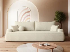 Meble Młodzieżowe|Kanapy I Sofy>BROMARKT Beżowa sofa boucle z funkcją spania do salonu CARMELLO