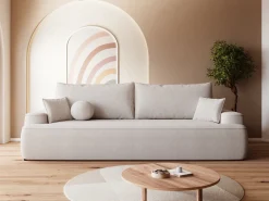 Meble Młodzieżowe|Kanapy I Sofy>BROMARKT Beżowa sofa z funkcją spania i poduchami do salonu CARMELLO