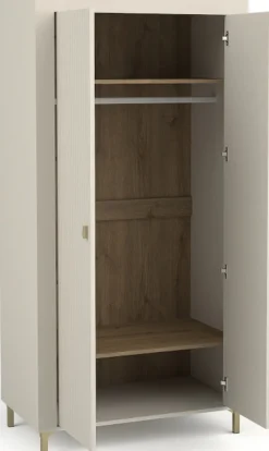 Meble Młodzieżowe|Zestawy Mebli Do Sypialni>DOLMAR Beżowa szafa dwudrzwiowa z półkami i drążkiem 97 cm MISTY kaszmir