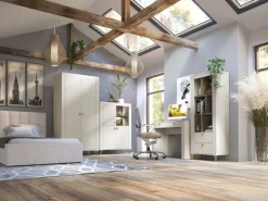 Meble Młodzieżowe|Zestawy Mebli Do Sypialni></noscript>DOLMAR Beżowa szafa dwudrzwiowa z półkami i drążkiem 97 cm MISTY kaszmir