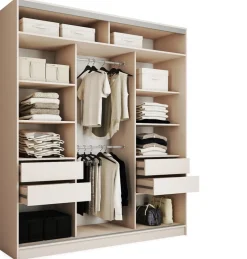 Szafy Trzydrzwiowe|Szafy Do Przedpokoju>BROMARKT Beżowa szafa przesuwna do sypialni 200 cm TOP MAX beż piaskowy