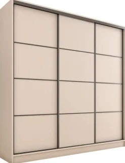 Zestawy Mebli Do Przedpokoju|Szafy Trzydrzwiowe>BROMARKT Beżowa szafa przesuwna do sypialni 200 cm LOFT MAX beż piaskowy