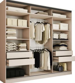 Szafy Trzydrzwiowe|Szafy Do Przedpokoju>BROMARKT Beżowa szafa przesuwna z lustrem 250 cm do sypialni LOFT MAX beż piaskowy