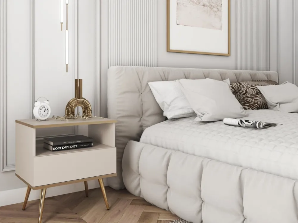 Szafki Nocne>PIASKI owa szafka nocna z szufladą 54 cm ORVIETO beż