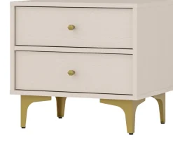 Meble Młodzieżowe|Zestawy Mebli Do Salonu>Lempert Beżowa szafka nocna z szufladami na metalowych nóżkach 52 cm TOKEN beż piaskowy