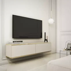 Zestawy Mebli Do Salonu|Szafki Rtv>PIASKI Beżowa szafka RTV 135 cm ORVIETO