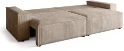 Kanapy I Sofy></noscript>BROMARKT Beżowa sztruksowa kanapa z funkcją spania i pojemnikiem na pościel ADI