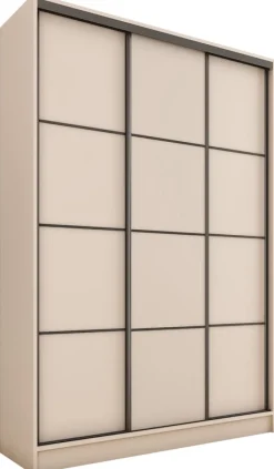 Zestawy Mebli Do Przedpokoju|Szafy Do Przedpokoju>BROMARKT Beżowa trzydrzwiowa szafa przesuwna 150 cm LOFT MAX beż piaskowy