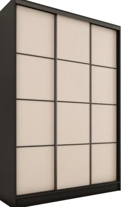 Szafy Trzydrzwiowe|Szafy Do Przedpokoju>BROMARKT Beżowa trzydrzwiowa szafa przesuwna 150 cm LOFT MAX