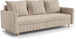 Meble Młodzieżowe|Kanapy I Sofy>Rimal Beżowa welurowa sofa z funkcją spania i pojemnikiem FOCUS