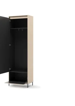 Garderoby|Zestawy Mebli Do Przedpokoju>lenart. Beżowa wąska szafa do przedpokoju 65 cm z lustrem i oświetleniem TREND