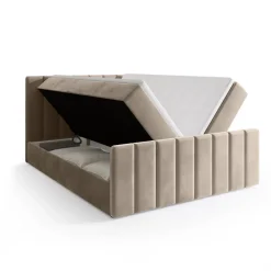 Meble Młodzieżowe|Łóżka Młodzieżowe>BROMARKT Beżowe łóżko kontynentalne 140x200 cm z pojemnikiem DENVER DUO