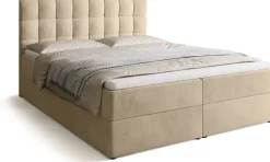 Łóżka Małżeńskie|Łóżka Ze Stelażem>BROMARKT Beżowe łóżko kontynentalne 160x200 cm z pojemnikiem na pościel DETROIT
