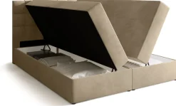 Łóżka Małżeńskie|Łóżka Ze Stelażem>BROMARKT Beżowe łóżko kontynentalne 160x200 cm z pojemnikiem na pościel DETROIT