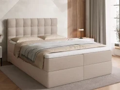 Meble Młodzieżowe|Łóżka Młodzieżowe></noscript>BROMARKT Beżowe łóżko kontynentalne 140x200 cm z pojemnikiem DETROIT