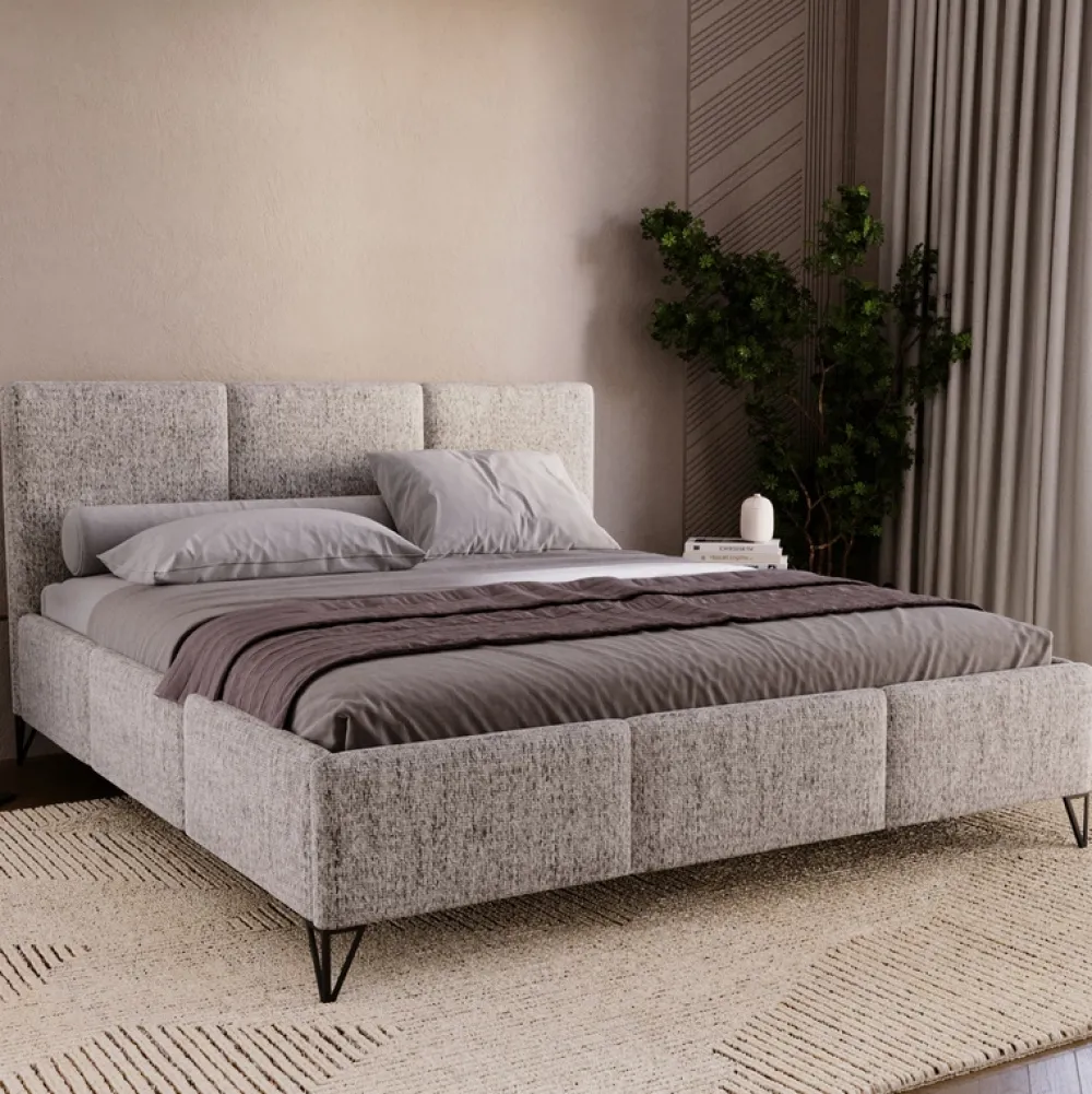 Łóżka Małżeńskie|Łóżka Na Nóżkach>UNISTYL MEBLE Beżowe łóżko kontynentalne z pojemnikiem LORIO 180x200 cm do sypialni