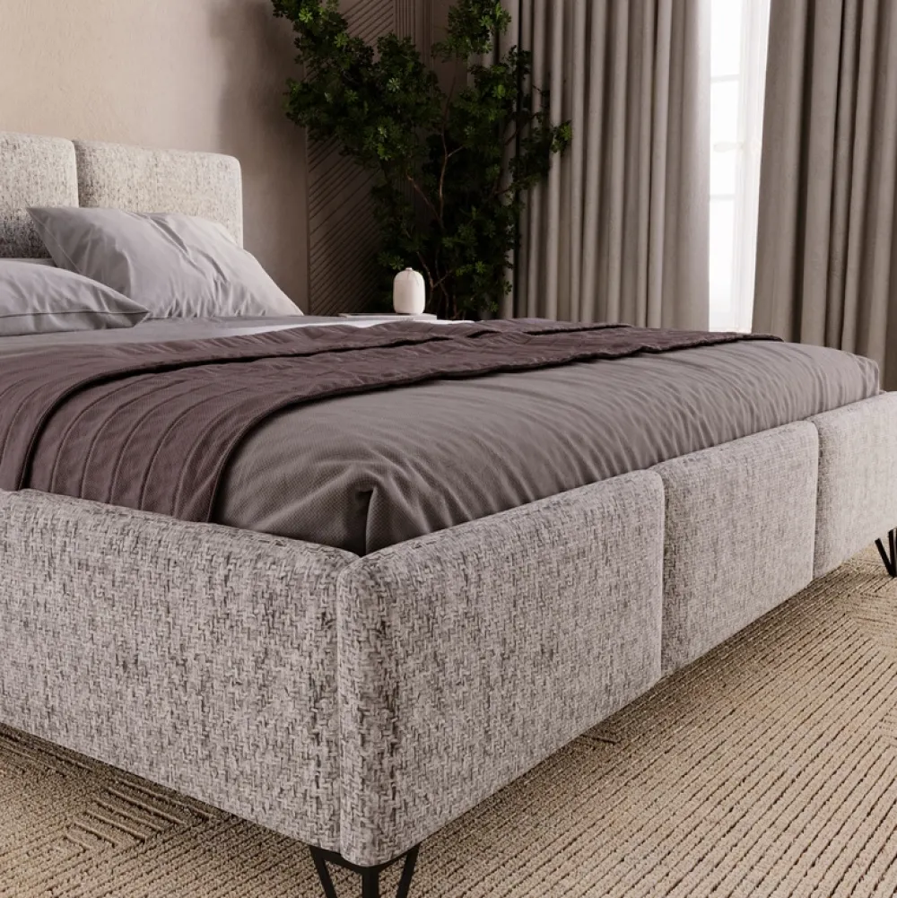 Łóżka Małżeńskie|Łóżka Na Nóżkach>UNISTYL MEBLE Beżowe łóżko kontynentalne z pojemnikiem LORIO 180x200 cm do sypialni