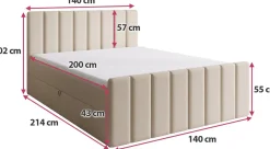 Meble Młodzieżowe|Łóżka Młodzieżowe></noscript>BROMARKT Beżowe łóżko sztruksowe kontynentalne 140x200 cm z pojemnikiem DENVER DUO