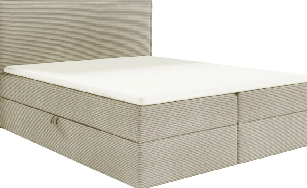 Łóżka Młodzieżowe|Łóżka Ze Stelażem>BROMARKT Beżowe łóżko tapicerowane kontynentalne 140x200 cm do sypialni MALIBU