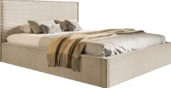 Meble Młodzieżowe|Łóżka Młodzieżowe>Riban Beżowe łóżko tapicerowane 140x200 cm sztruksowe z pojemnikiem PARISIO