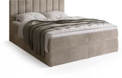 Łóżka Małżeńskie|Łóżka Ze Stelażem>BROMARKT Beżowe sztruksowe łóżko kontynentalne 180x200 cm DENVER
