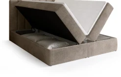 Łóżka Małżeńskie|Łóżka Ze Stelażem>BROMARKT Beżowe sztruksowe łóżko kontynentalne 180x200 cm DENVER