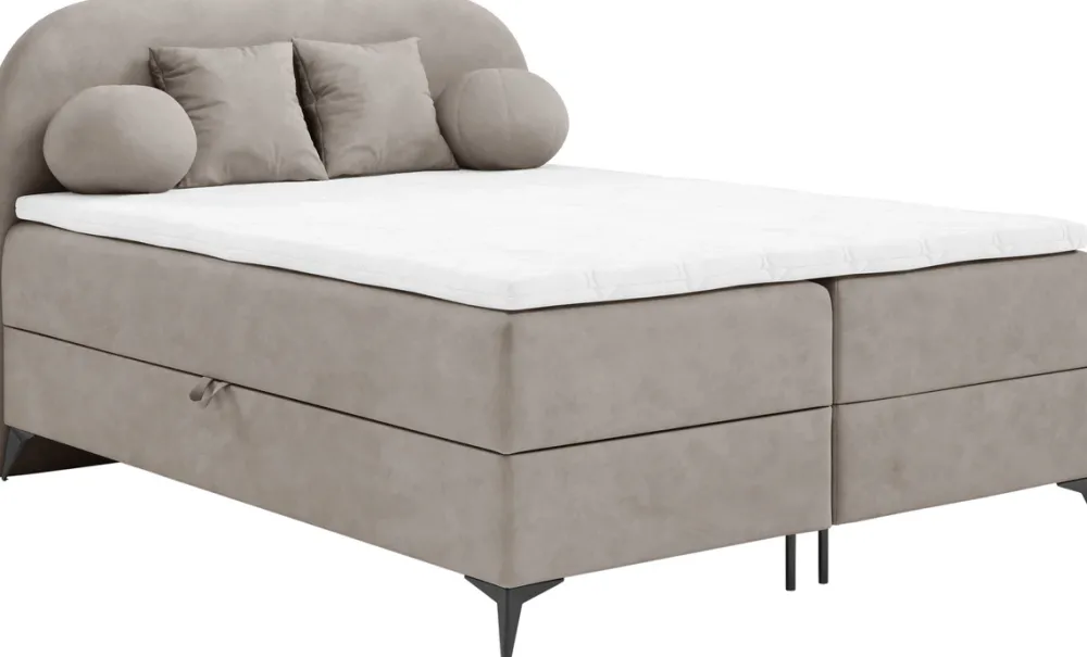 Łóżka Małżeńskie|Łóżka Ze Stelażem>BROMARKT Beżowe tapicerowane łóżko 180x200 cm do sypialni dwuosobowe SERENO