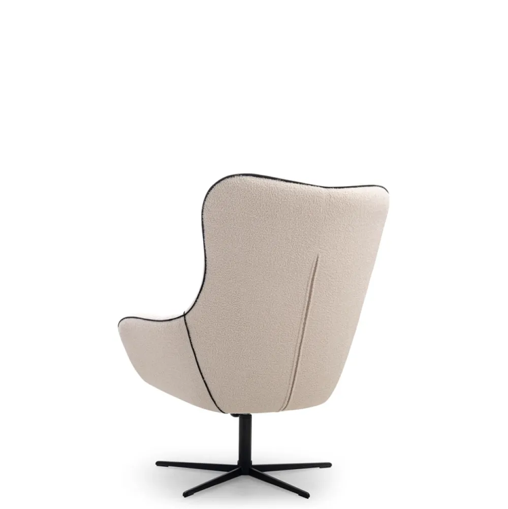 Fotele>LASKI Beżowy fotel obrotowy boucle ELSA