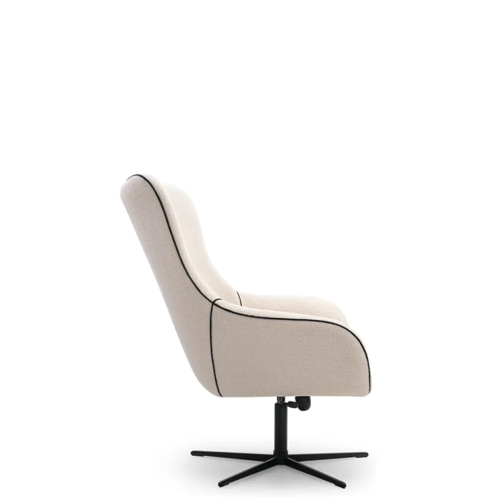 Fotele>LASKI Beżowy fotel obrotowy boucle ELSA