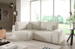 Narożniki>BROMARKT Beżowy narożnik boucle z funkcją spania CAMILO DUO