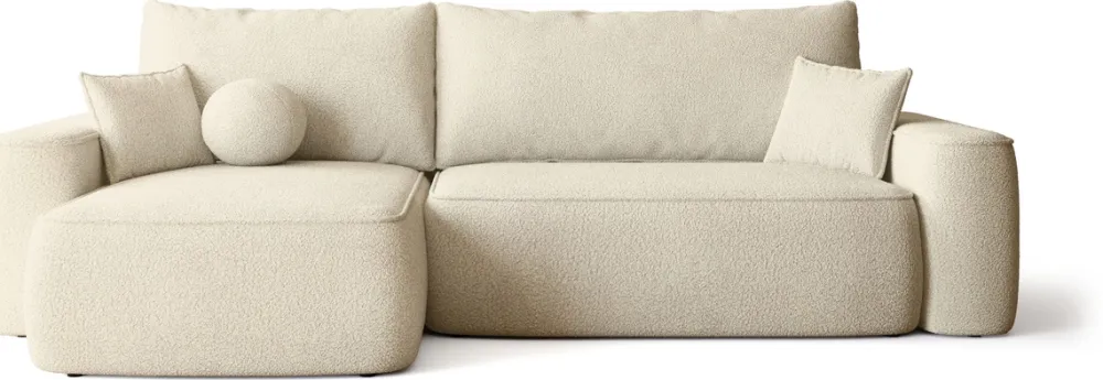 Meble Dla Dzieci|Meble Młodzieżowe>BROMARKT Beżowy narożnik boucle z funkcją spania do salonu CARMELLO DUO