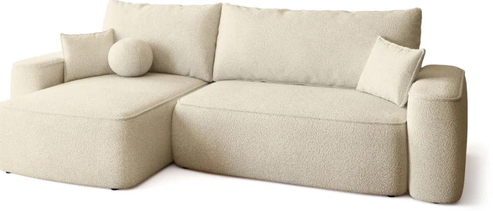 Meble Dla Dzieci|Meble Młodzieżowe>BROMARKT Beżowy narożnik boucle z funkcją spania do salonu CARMELLO DUO