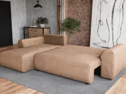 Meble Dla Dzieci|Narożniki>BROMARKT Beżowy narożnik do salonu rozkładany z funkcją spania ROMEO