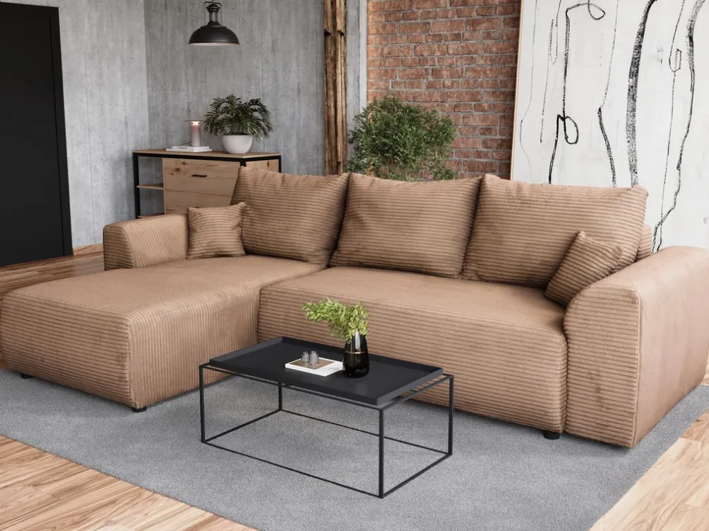 Meble Dla Dzieci|Narożniki>BROMARKT Beżowy narożnik do salonu rozkładany z funkcją spania ROMEO