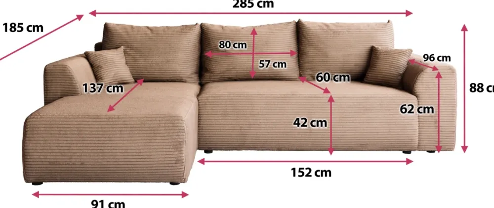 Meble Dla Dzieci|Narożniki>BROMARKT Beżowy narożnik do salonu rozkładany z funkcją spania ROMEO